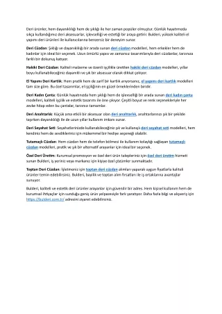 Bulderi ile Kaliteli Deri Ürünler Zarafet ve Şıklık Bir Arada