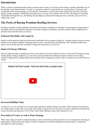 The Advantages of Buying Attribute Roofing Services