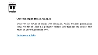 Custom Song In India  Raaag.in