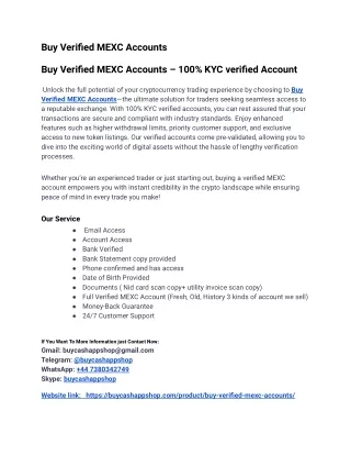 All Buy Verified MEXC Accounts In Website