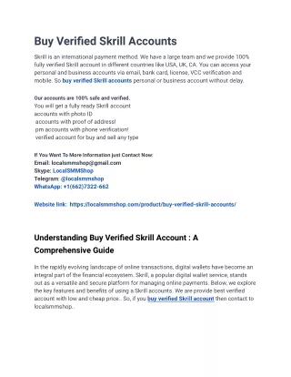 All Buy Verified Skrill Accounts In Website