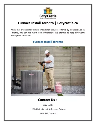 Furnace Install Toronto  Cozycastle.ca