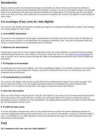 Les raisons pour lesquelles une carte de visite digitale est plus pratique en sa