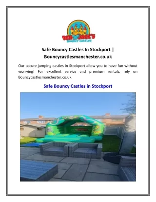 Safe Bouncy Castles In Stockport  Bouncycastlesmanchester.co.uk