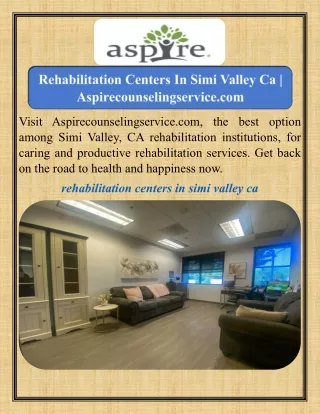 Rehabilitation Centers In Simi Valley Ca   Aspirecounselingservice.com