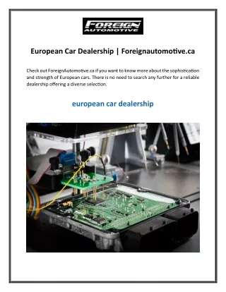 European Car Dealership  Foreignautomotive.ca