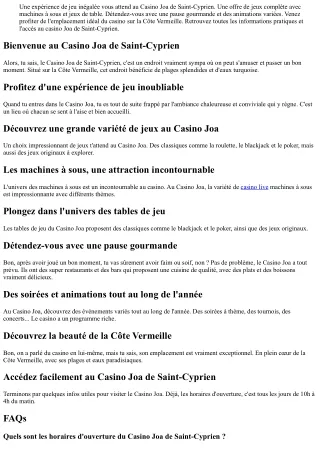 Explorez le Casino Joa de Saint-Cyprien pour un moment de loisirs inoubliable