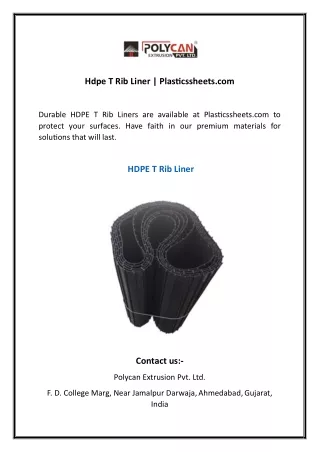 Hdpe T Rib Liner Plasticssheets