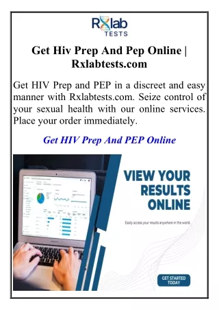 Get Hiv Prep And Pep Online Rxlabtests.com