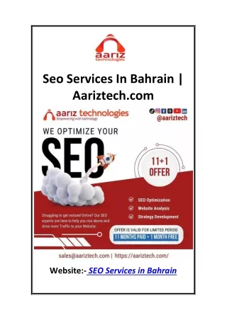 Seo Services In Bahrain Aariztech.com