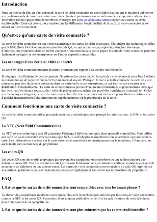 Carte de Visite Connectée : Une Solution Écologique et Moderne