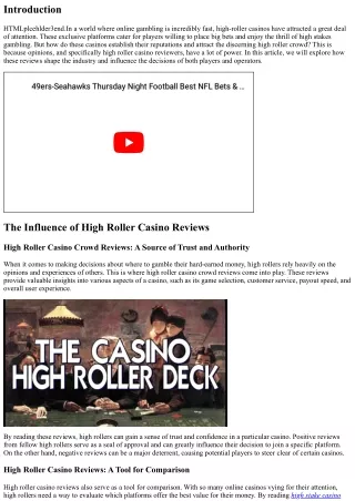The Power of Opinion: How High Roller Casino Reviews Shape the Industry