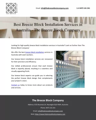 Best Breeze Block Installation Services in Australia - The Breeze Block Company