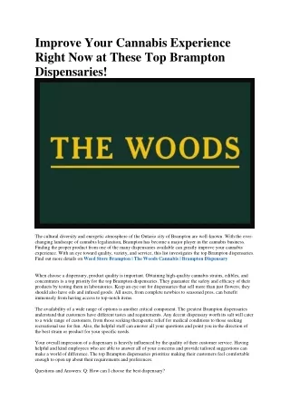 The Woods Cannabis | Dispensary Brampton
