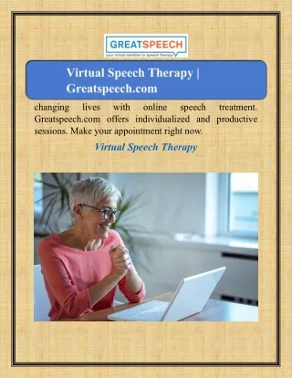 Virtual Speech Therapy | Greatspeech.com