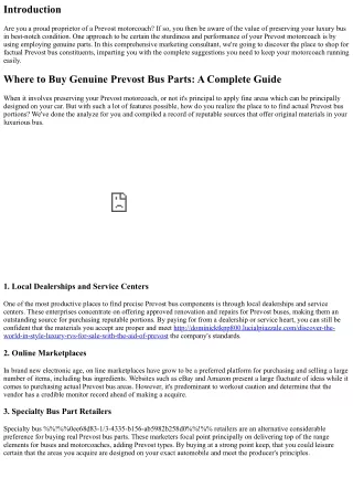Where to Buy Genuine Prevost Bus Parts: A Complete Guide