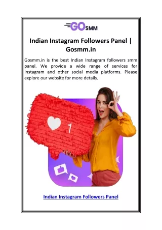 Indian Instagram Followers Panel  Gosmm.in