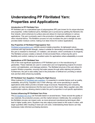 Understanding PP Fibrillated Yarn_ Properties and Applications
