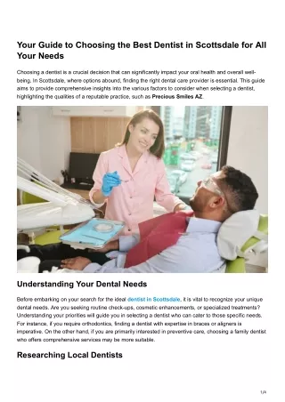 Your Guide to Choosing the Best Dentist in Scottsdale for All Your Needs