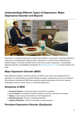 Different Types of Depression Major Depressive Disorder and Beyond