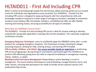 HLTAID011 - First Aid Including CPR