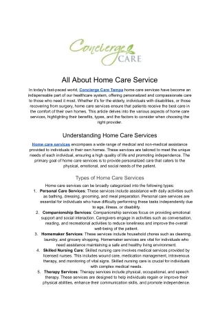 Home care services Tampa