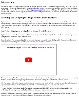 Decoding the Language of High Roller Casino Reviews