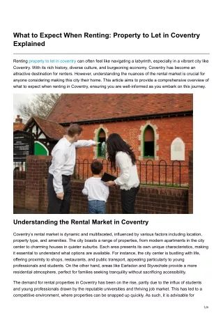 What to Expect When Renting Property to Let in Coventry Explained