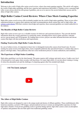 High Roller Casino Crowd Reviews: Where Class Meets Gaming Expertise