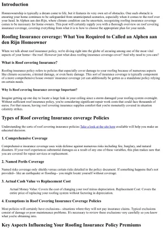Roofing Insurance coverage: What You Need to Know as an Alphen aan den Rijn Prop
