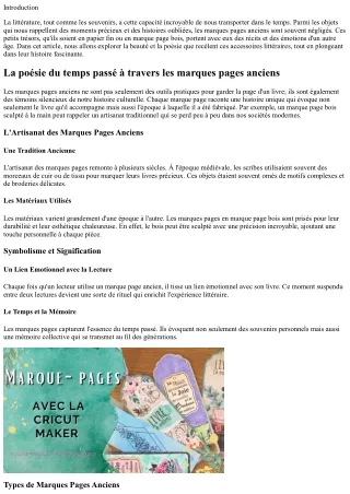 “La poésie du temps passé à travers les marques pages anciens”