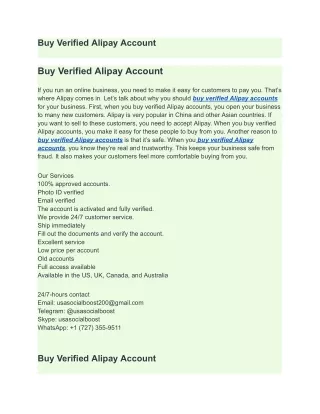 Buy Verified Alipay Account