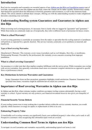 Comprehending Roof Service Warranties and Warranties in Alphen aan den Rijn