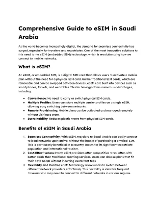 Comprehensive Guide to eSIM in Saudi Arabia