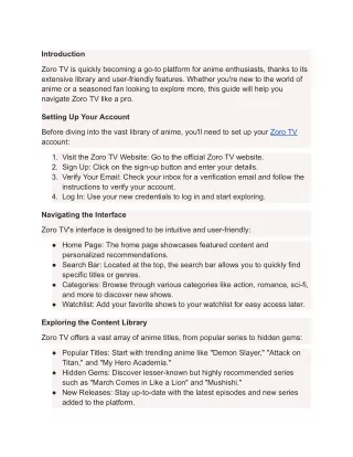A Complete Guide to Navigating Zoro TV for Anime Lovers