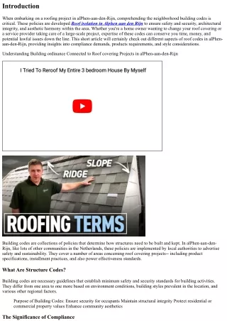 Understanding Building Codes Related to Roof covering Projects in alPhen-aan-den
