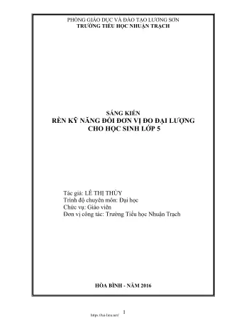 Rèn kỹ năng đổi đơn vị đo đại lượng cho học sinh Lớp 5