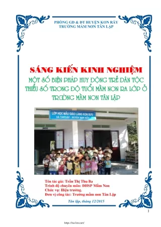Một số biện pháp huy động trẻ dân tộc thiểu số trong độ tuổi mầm non ra lớp