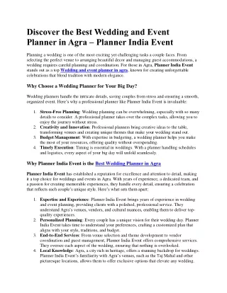 Discover the Best Wedding and Event Planner in Agra