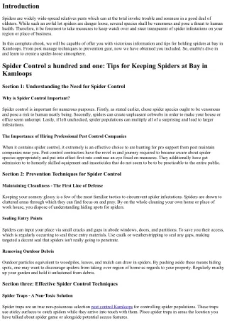 Spider Control one 0 one: Tips for Keeping Spiders at Bay in Kamloops