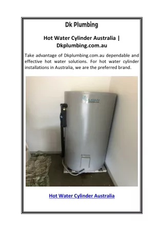 Hot Water Cylinder Australia  Dkplumbing.com.au