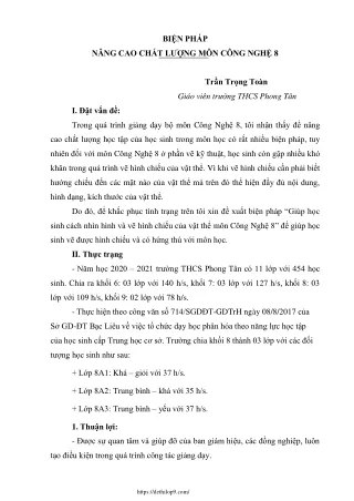 Nâng cao chất lượng môn Công nghệ 8