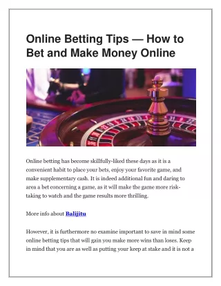 Online Betting Tips- How to Bet and Make Money Online