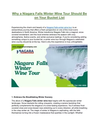 Why a Niagara Falls Winter Wine Tour Should Be on Your Bucket List