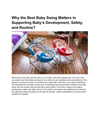 Why the Best Baby Swing Matters in Supporting Baby’s Development, Safety, and Routine