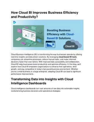 Streamlining Business Operations with Cloud BI Solutions