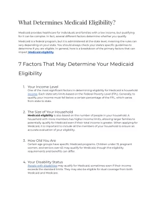 What Determines Medicaid eligibility