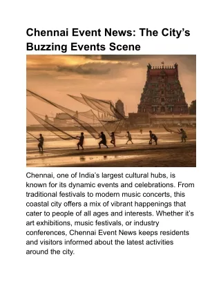 Chennai Event News: The City’s Buzzing Events Scene