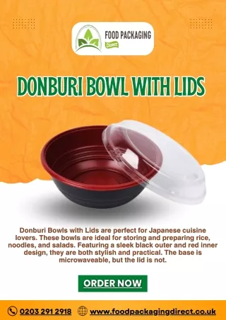 Microwavable Donburi Bowls with Lids - Food Packaging Direct