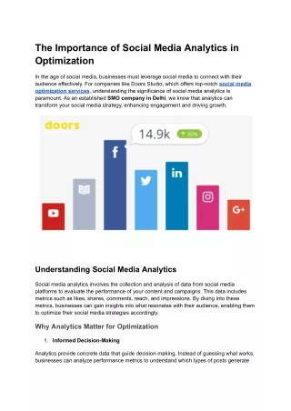 The Importance of Social Media Analytics in Optimization